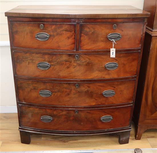 An early Victorian mahogany five drawer bowfront chest W.104cm